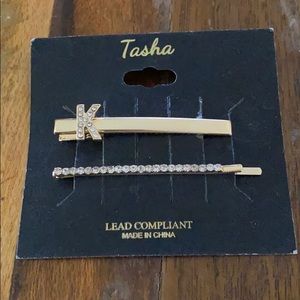 Tasha Initial “K” Crystal hairpin set-NWT